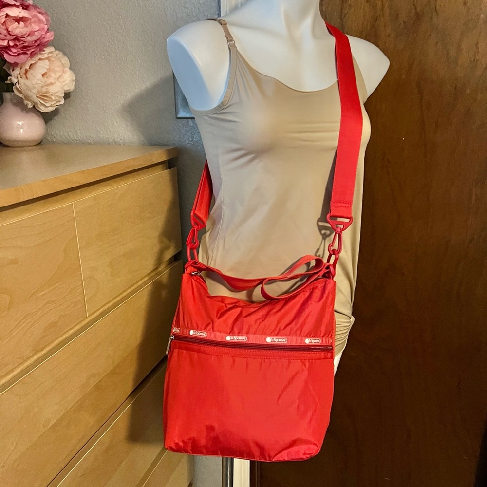 Lesportsac Red Solid Color Bucket Shoulder Crossbody Bag